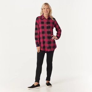 Women's Jersey Buffalo Plaid Button Down Tunic